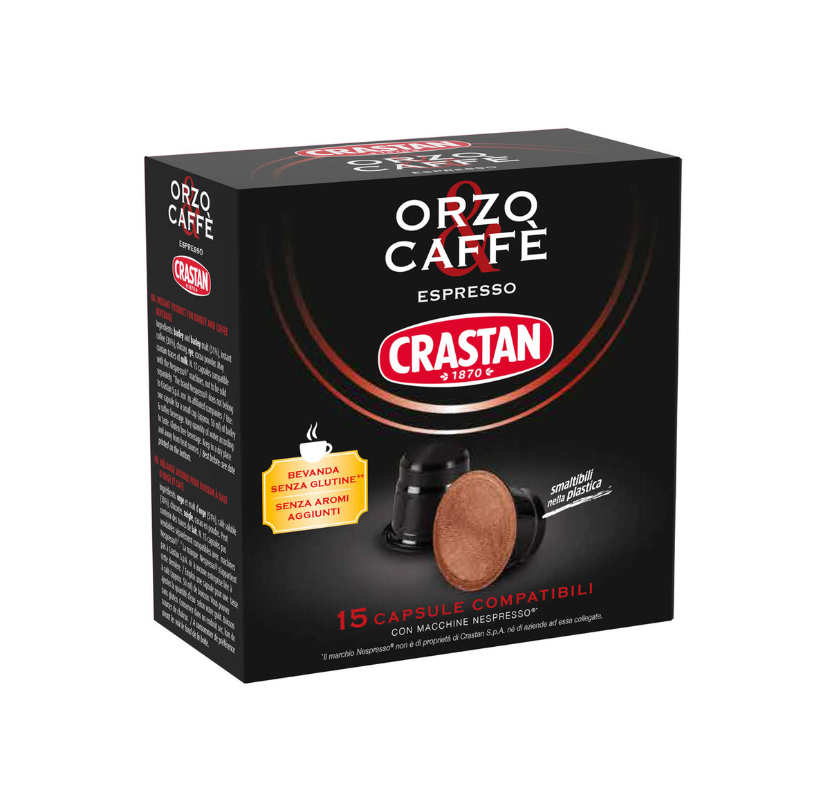 15 Capsule Orzo e Caffè compatibili Nespresso – Crastan